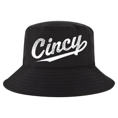 Retro Cincy Cincinnati Ohio Vintage Cursive Script Throwback Cool Comfort Performance Bucket Hat