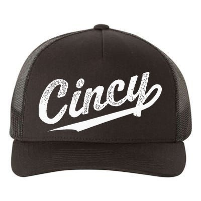 Retro Cincy Cincinnati Ohio Vintage Cursive Script Throwback Yupoong Adult 5-Panel Trucker Hat