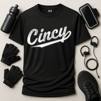 Retro Cincy Cincinnati Ohio Vintage Cursive Script Throwback Performance Shirt