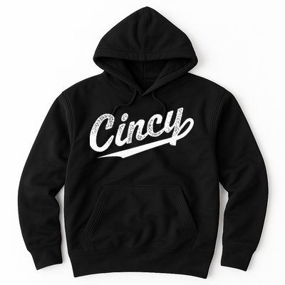 Retro Cincy Cincinnati Ohio Vintage Cursive Script Throwback Hoodie