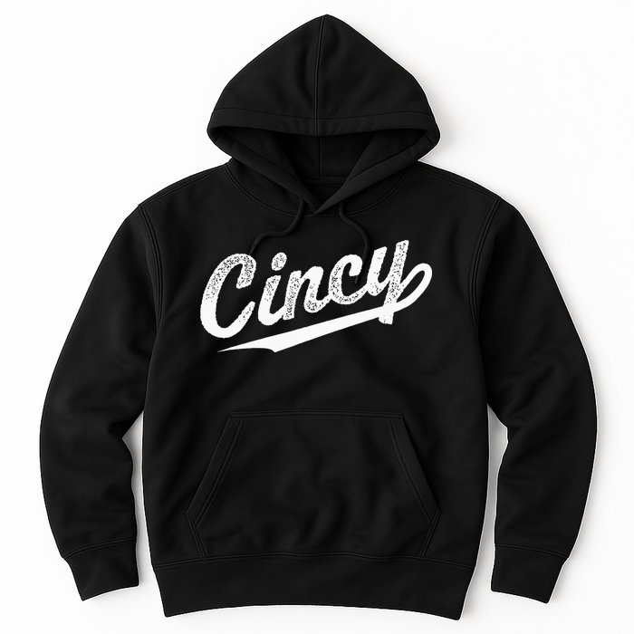 Retro Cincy Cincinnati Ohio Vintage Cursive Script Throwback Hoodie