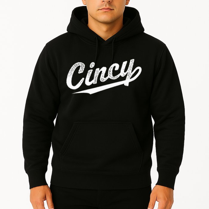 Retro Cincy Cincinnati Ohio Vintage Cursive Script Throwback Hoodie