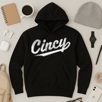 Retro Cincy Cincinnati Ohio Vintage Cursive Script Throwback Hoodie