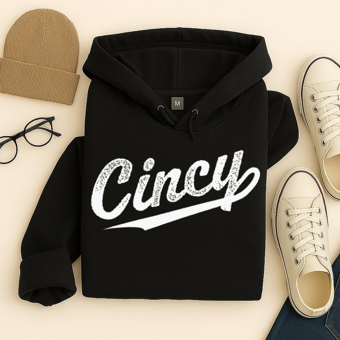 Retro Cincy Cincinnati Ohio Vintage Cursive Script Throwback Hoodie