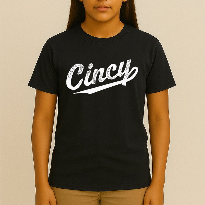 Retro Cincy Cincinnati Ohio Vintage Cursive Script Throwback T-Shirt