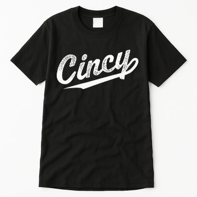 Retro Cincy Cincinnati Ohio Vintage Cursive Script Throwback Tall T-Shirt