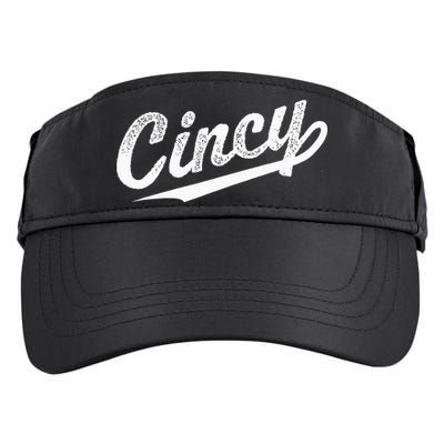Retro Cincy Cincinnati Ohio Vintage Cursive Script Throwback Adult Drive Performance Visor
