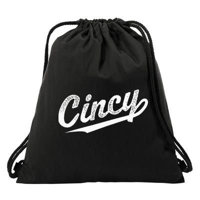 Retro Cincy Cincinnati Ohio Vintage Cursive Script Throwback Drawstring Bag