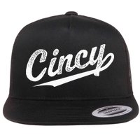 Retro Cincy Cincinnati Ohio Vintage Cursive Script Throwback Flat Bill Trucker Hat
