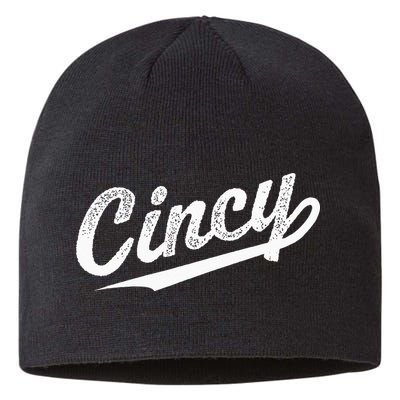 Retro Cincy Cincinnati Ohio Vintage Cursive Script Throwback Sustainable Beanie