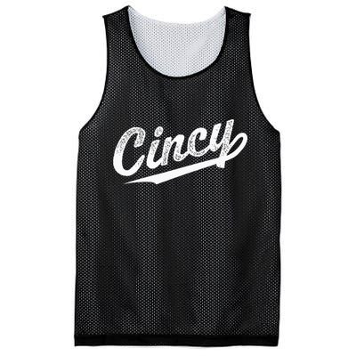 Retro Cincy Cincinnati Ohio Vintage Cursive Script Throwback Mesh Reversible Basketball Jersey Tank