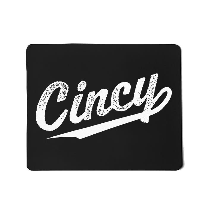 Retro Cincy Cincinnati Ohio Vintage Cursive Script Throwback Mousepad
