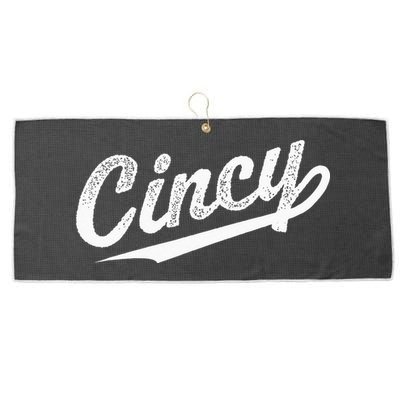 Retro Cincy Cincinnati Ohio Vintage Cursive Script Throwback Large Microfiber Waffle Golf Towel