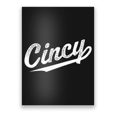 Retro Cincy Cincinnati Ohio Vintage Cursive Script Throwback Poster