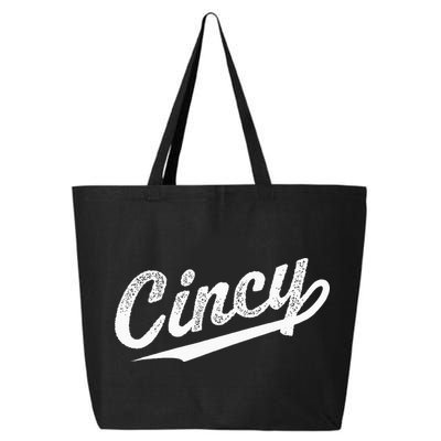 Retro Cincy Cincinnati Ohio Vintage Cursive Script Throwback 25L Jumbo Tote