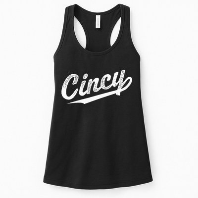 Retro Cincy Cincinnati Ohio Vintage Cursive Script Throwback Womens Tank Top