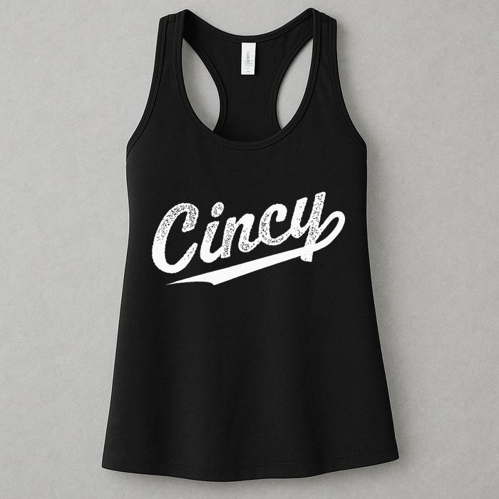 Retro Cincy Cincinnati Ohio Vintage Cursive Script Throwback Womens Tank Top