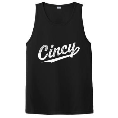 Retro Cincy Cincinnati Ohio Vintage Cursive Script Throwback PosiCharge Competitor Tank