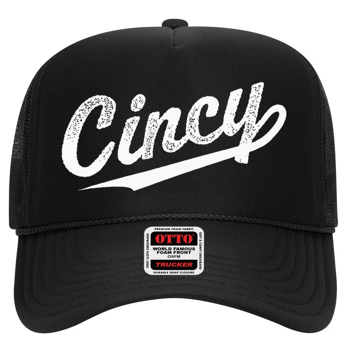 Retro Cincy Cincinnati Ohio Vintage Cursive Script Throwback Trucker Hat