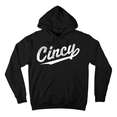 Retro Cincy Cincinnati Ohio Vintage Cursive Script Throwback Tall Hoodie