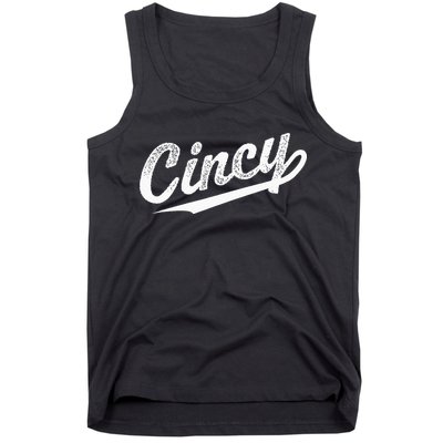 Retro Cincy Cincinnati Ohio Vintage Cursive Script Throwback Tank Top