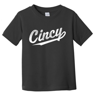 Retro Cincy Cincinnati Ohio Vintage Cursive Script Throwback Toddler T-Shirt