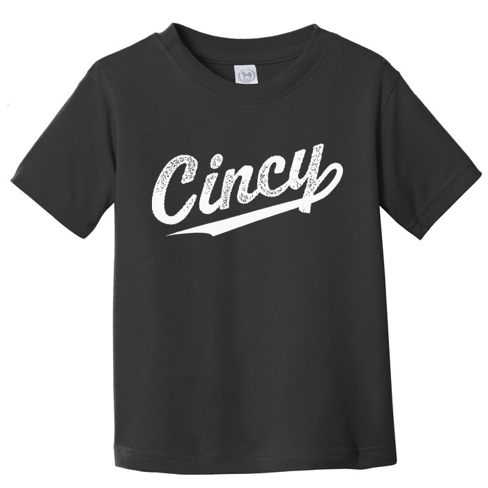 Retro Cincy Cincinnati Ohio Vintage Cursive Script Throwback Toddler T-Shirt