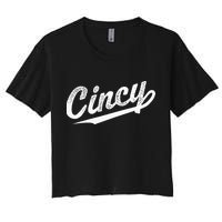 Retro Cincy Cincinnati Ohio Vintage Cursive Script Throwback Crop Top