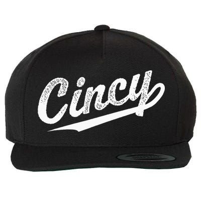 Retro Cincy Cincinnati Ohio Vintage Cursive Script Throwback Wool Snapback Cap