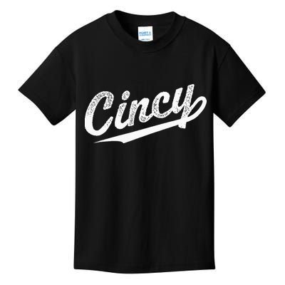 Retro Cincy Cincinnati Ohio Vintage Cursive Script Throwback Kids T-Shirt