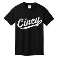 Retro Cincy Cincinnati Ohio Vintage Cursive Script Throwback Kids T-Shirt