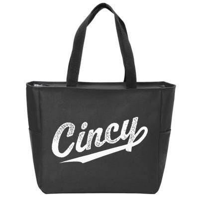 Retro Cincy Cincinnati Ohio Vintage Cursive Script Throwback Zip Tote Bag