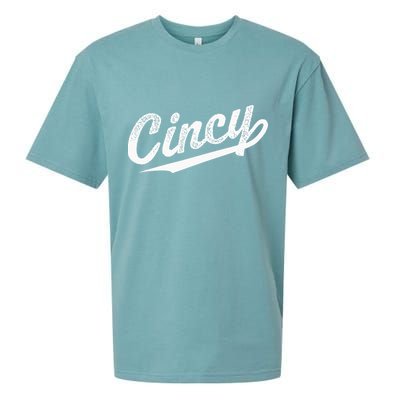 Retro Cincy Cincinnati Ohio Vintage Cursive Script Throwback Sueded Cloud Jersey T-Shirt