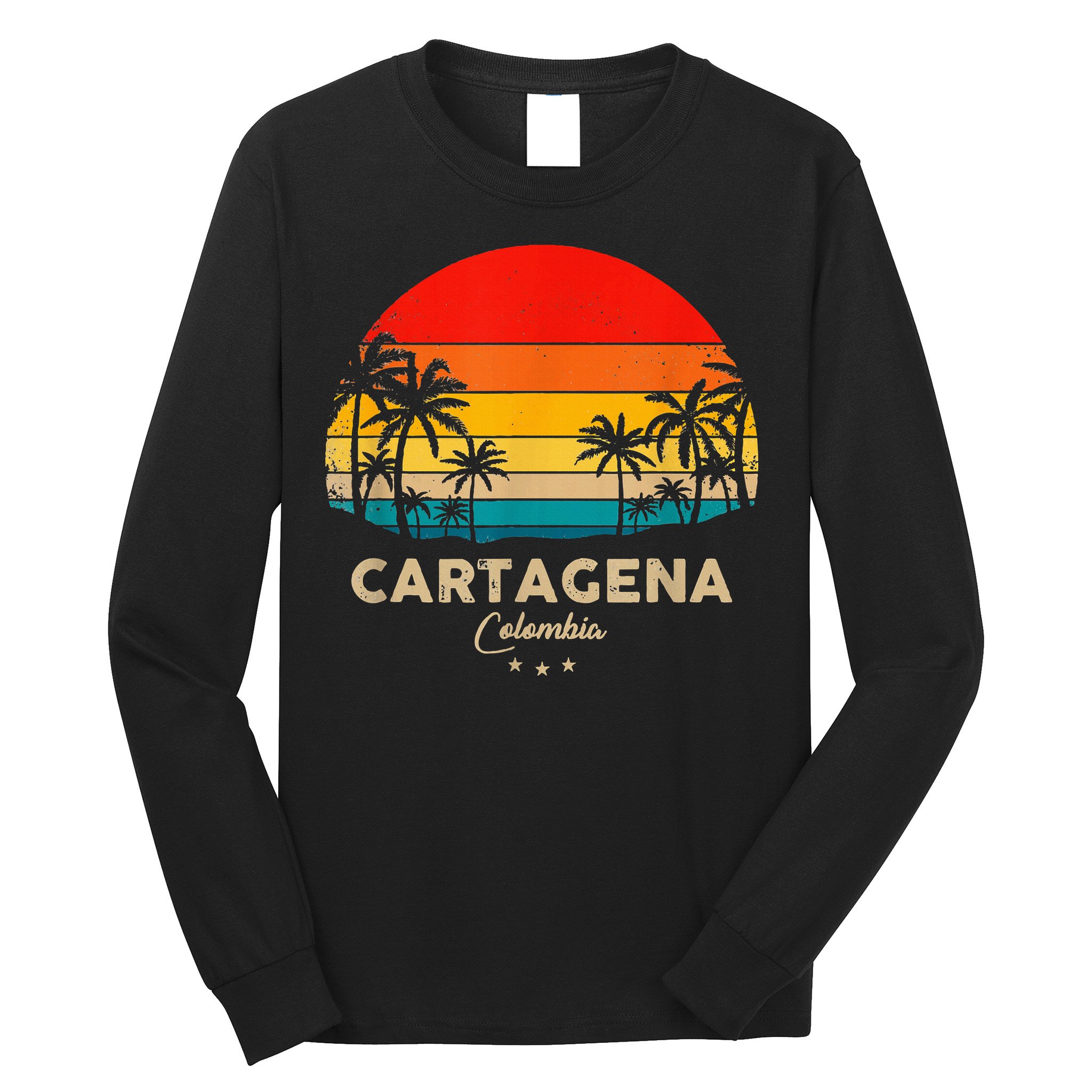 Retro Cartagena Colombia Souvenir Sunset Great Trip Gift Long Sleeve Shirt