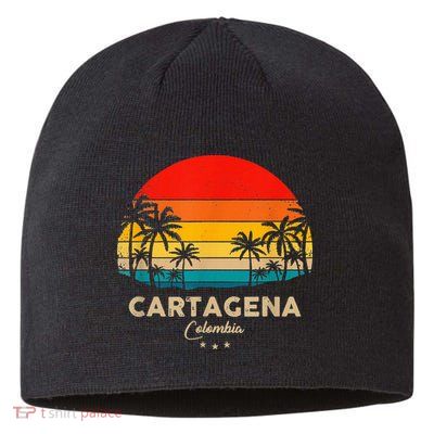 Retro Cartagena Colombia Souvenir Sunset Great Trip Gift Sustainable Beanie