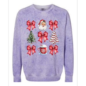 Retro Christmas Coquette Bow Santa Coffee Cake Holiday Women Colorblast Crewneck Sweatshirt