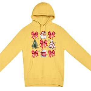 Retro Christmas Coquette Bow Santa Coffee Cake Holiday Women Premium Pullover Hoodie