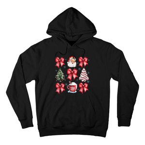 Retro Christmas Coquette Bow Santa Coffee Cake Holiday Women Hoodie