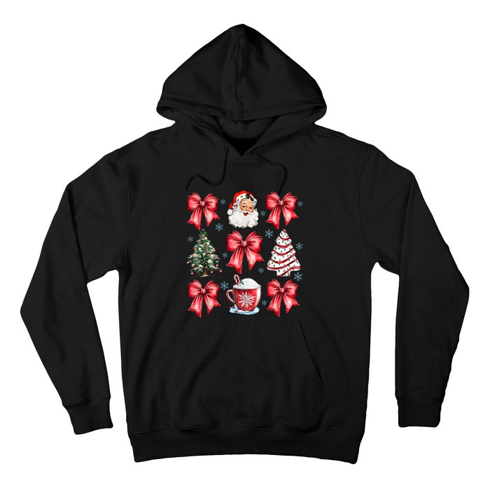 Retro Christmas Coquette Bow Santa Coffee Cake Holiday Women Hoodie