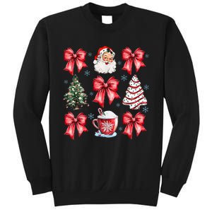 Retro Christmas Coquette Bow Santa Coffee Cake Holiday Women Sweatshirt