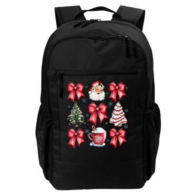 Retro Christmas Coquette Bow Santa Coffee Cake Holiday Women Daily Commute Backpack