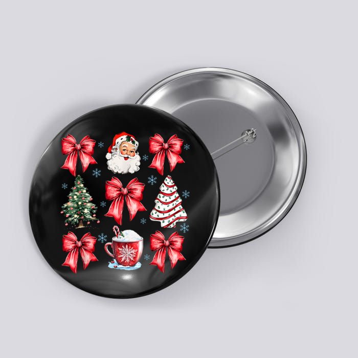 Retro Christmas Coquette Bow Santa Coffee Cake Holiday Women Button