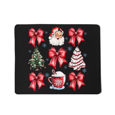 Retro Christmas Coquette Bow Santa Coffee Cake Holiday Women Mousepad