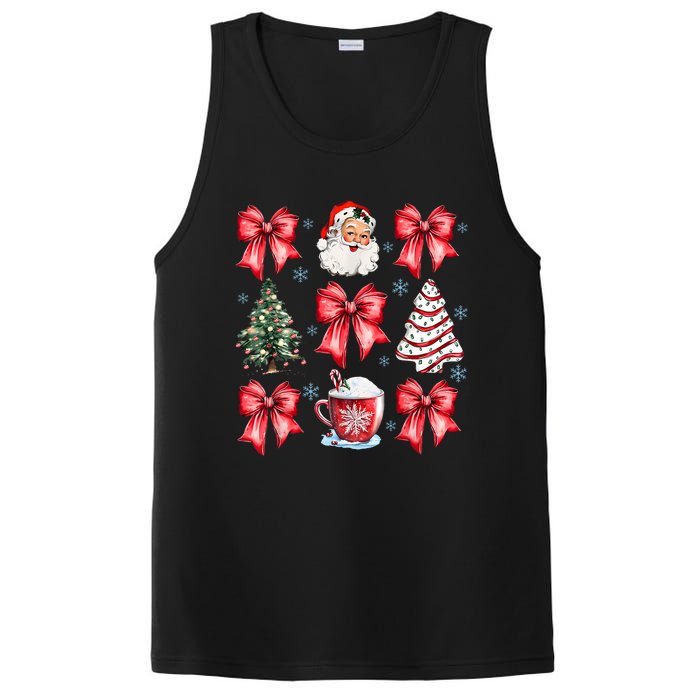 Retro Christmas Coquette Bow Santa Coffee Cake Holiday Women PosiCharge Competitor Tank