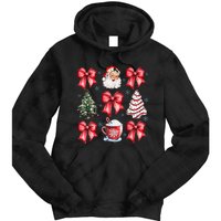 Retro Christmas Coquette Bow Santa Coffee Cake Holiday Women Tie Dye Hoodie