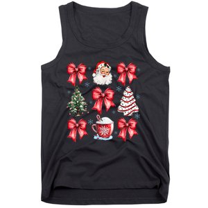 Retro Christmas Coquette Bow Santa Coffee Cake Holiday Women Tank Top