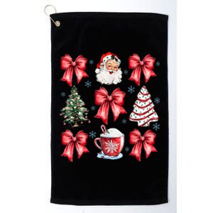 Retro Christmas Coquette Bow Santa Coffee Cake Holiday Women Platinum Collection Golf Towel