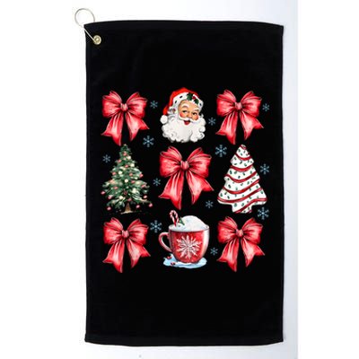 Retro Christmas Coquette Bow Santa Coffee Cake Holiday Women Platinum Collection Golf Towel