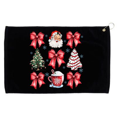 Retro Christmas Coquette Bow Santa Coffee Cake Holiday Women Grommeted Golf Towel