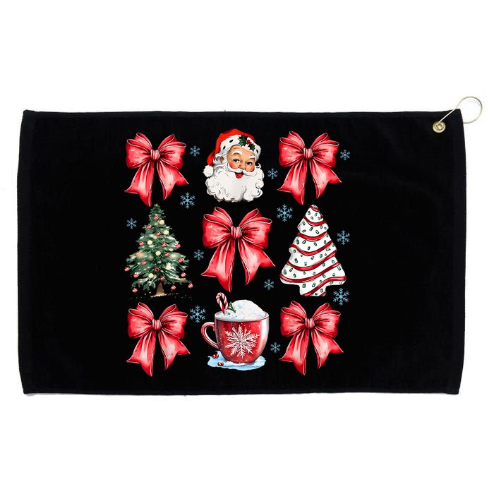 Retro Christmas Coquette Bow Santa Coffee Cake Holiday Women Grommeted Golf Towel